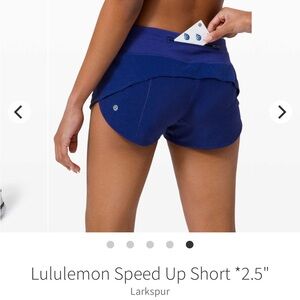 Lululemon Speed Up Shorts Size 2 2.5” Low Rise Lined Larkspur Blue Swift Rare